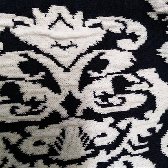 Christopher and Banks Navy/White Zipper Front Geometric Pattern Cardigan Size XL - Picture 7 of 8